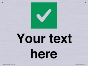 Custom plain background, green square with tick sign